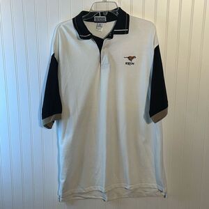Exxon Embroidered Polo Color Block White Black Employee Shirt Size XLarge Collar
